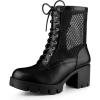 imageAllegra K Womens Platform Lace Up Mesh Lug Sole Chunky Heel Combat BootsBlack