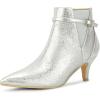 imageAllegra K Womens Pointed Toe Chelsea Kitten Heels Ankle BootsSilver