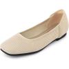 imageAllegra K Womens Square Toe Slip on Knit Ballet FlatsBeige