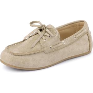 imageAllegra K Womens Closed Toe Slip on Flats Lace Up LoafersBeige