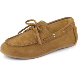 imageAllegra K Womens Closed Toe Slip on Flats Lace Up LoafersBrown