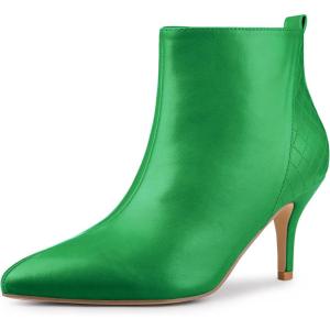 imageAllegra K Womens Pointed Toe Side Zipper Stiletto Heels Ankle BootsGreen