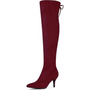 imageAllegra K Womens Round Toe Chunky Heel Over the Knee High BootsBurgundy