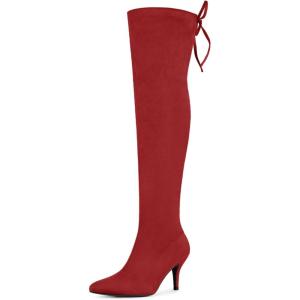 imageAllegra K Womens Round Toe Chunky Heel Over the Knee High BootsRed