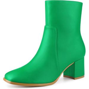 imageAllegra K Womens Square Toe Side Zip Block Heel Ankle BootsGrass Green