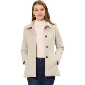 imageAllegra K Womens Work Office Winter Overcoat Single Breasted Point Collar Pea CoatBeige