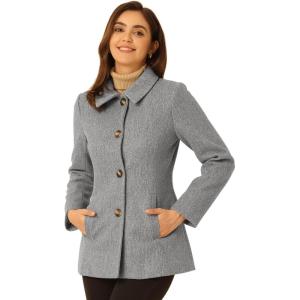imageAllegra K Womens Work Office Winter Overcoat Single Breasted Point Collar Pea CoatGrey