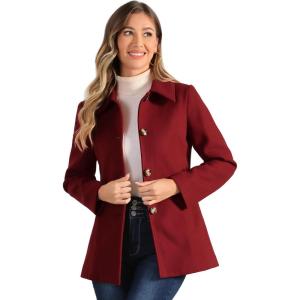 imageAllegra K Womens Work Office Winter Overcoat Single Breasted Point Collar Pea CoatRed