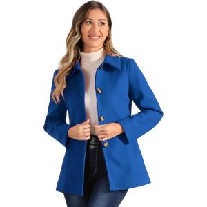imageAllegra K Womens Work Office Winter Overcoat Single Breasted Point Collar Pea CoatSea Blue