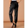 image:imageAllegra K High Waisted Pants for Womens Casual Drawstring Ankle Length Satin JoggersBlack