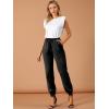 image:imageAllegra K High Waisted Pants for Womens Casual Drawstring Ankle Length Satin JoggersBlack