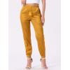 image:imageAllegra K High Waisted Pants for Womens Casual Drawstring Ankle Length Satin JoggersGold
