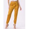 image:imageAllegra K High Waisted Pants for Womens Casual Drawstring Ankle Length Satin JoggersGold
