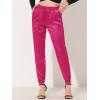 image:imageAllegra K High Waisted Pants for Womens Casual Drawstring Ankle Length Satin JoggersHot Pink