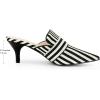 image:imageAllegra K Womens Stripe Buckle Slip on Pointed Toe Pumps Kitten Heels Slides MulesBlack