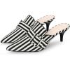 image:imageAllegra K Womens Stripe Buckle Slip on Pointed Toe Pumps Kitten Heels Slides MulesBlack