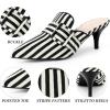 image:imageAllegra K Womens Stripe Buckle Slip on Pointed Toe Pumps Kitten Heels Slides MulesBlack