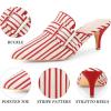 image:imageAllegra K Womens Stripe Buckle Slip on Pointed Toe Pumps Kitten Heels Slides MulesRed