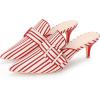 image:imageAllegra K Womens Stripe Buckle Slip on Pointed Toe Pumps Kitten Heels Slides MulesRed