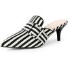 image:imageAllegra K Womens Stripe Buckle Slip on Pointed Toe Pumps Kitten Heels Slides MulesBlack