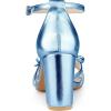 image:imageAllegra K Womens Bow Decor Ankle Strap Block Heels SandalsBlue
