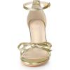 image:imageAllegra K Womens Bow Decor Ankle Strap Block Heels SandalsGold