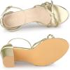 image:imageAllegra K Womens Bow Decor Ankle Strap Block Heels SandalsGold