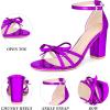 image:imageAllegra K Womens Bow Decor Ankle Strap Block Heels SandalsPurple