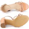 image:imageAllegra K Womens Bow Decor Ankle Strap Block Heels SandalsRose Gold