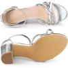 image:imageAllegra K Womens Bow Decor Ankle Strap Block Heels SandalsSilver