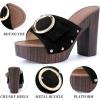 image:imageAllegra K Womens Buckle Slip on Chunky High Heels Platform SandalsBlack