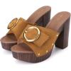 image:imageAllegra K Womens Buckle Slip on Chunky High Heels Platform SandalsBrown