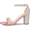 image:imageAllegra K Womens Glitter Ankle Strap Chunky Heels Pink Sandals 8 M US