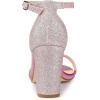 image:imageAllegra K Womens Glitter Ankle Strap Chunky Heels Pink Sandals 8 M US
