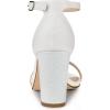image:imageAllegra K Womens Glitter Ankle Strap Chunky Heels White Sandals  6 M US