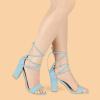 image:imageAllegra K Womens Lace Up Strappy Heels Sky Blue Chunky High Heels Sandal 55 M US