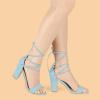 image:imageAllegra K Womens Lace Up Strappy Heels Sky Blue Chunky High Heels Sandal 95 M US