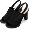image:imageAllegra K Womens Peep Toe Platform Slingback Knit Chunky Heels SandalsBlack