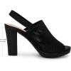 image:imageAllegra K Womens Peep Toe Platform Slingback Knit Chunky Heels SandalsBlack