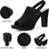 image:imageAllegra K Womens Peep Toe Platform Slingback Knit Chunky Heels SandalsBlack