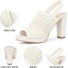 image:imageAllegra K Womens Peep Toe Platform Slingback Knit Chunky Heels SandalsCream