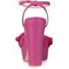 image:imageAllegra K Womens Platform Bow Heels Slingback Chunky Heel SandalsHot Pink