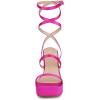 image:imageAllegra K Womens Platform Heels Square Toe Chunky High Heel Satin SandalsFuchsia Pink