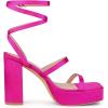 image:imageAllegra K Womens Platform Heels Square Toe Chunky High Heel Satin SandalsFuchsia Pink