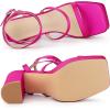 image:imageAllegra K Womens Platform Heels Square Toe Chunky High Heel Satin SandalsFuchsia Pink