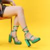 image:imageAllegra K Womens Platform Heels Square Toe Chunky High Heel Satin SandalsMint Green