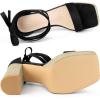 image:imageAllegra K Womens Platform Sandals Square Toe Chunky Heels Lace Up SandalsBlack