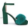 image:imageAllegra K Womens Square Toe Faux Fur Platform Chunky Heels SandalsEmerald Green