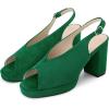 image:imageAllegra K Womens Square Toe Slingback Platform Heels Chunky Heel SandalsGreen