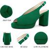 image:imageAllegra K Womens Square Toe Slingback Platform Heels Chunky Heel SandalsGreen